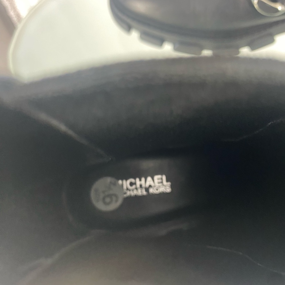 Michael Kors Chain Ankle Boots | Black Leather Lug Sole | Size 9.5 - Picture 4 of 10